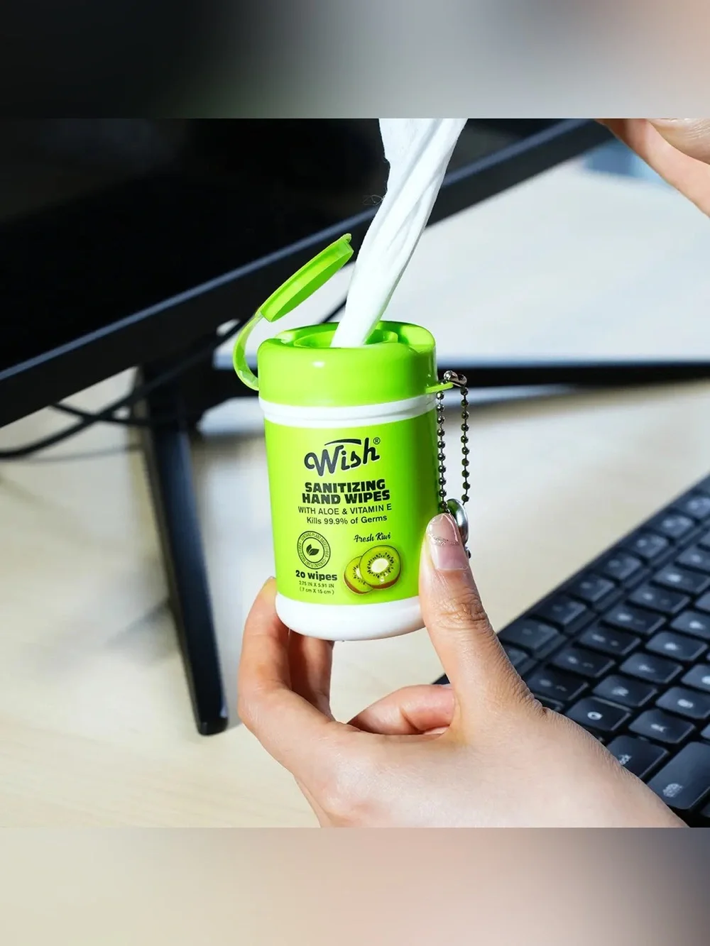 Wish (1) Sanitizing Hand Wipes Keychain